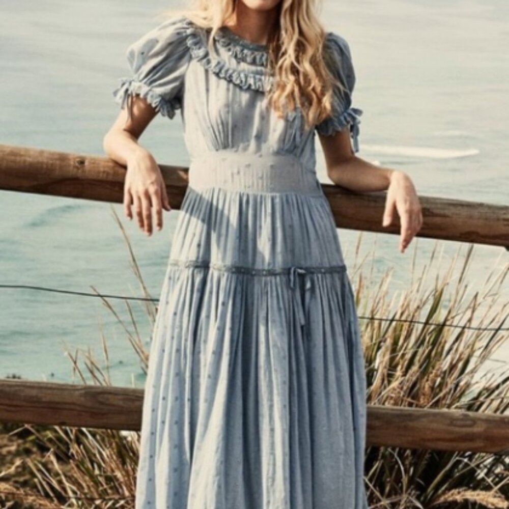 NWT Doen Fiore Maxi Dress in French Blue